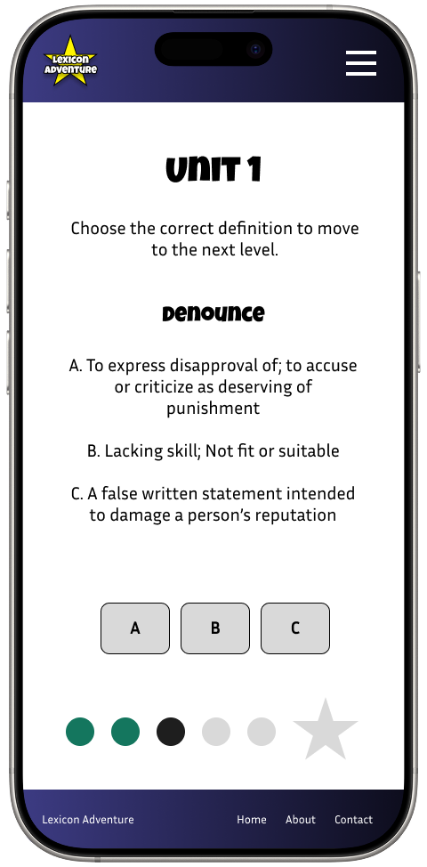 Unit 1 Definition Question Screen