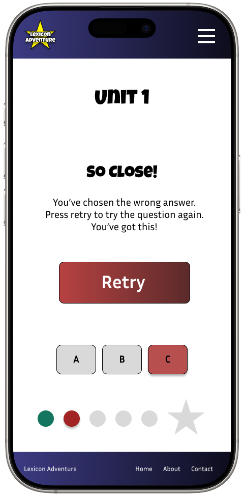 Incorrect Answer Screen