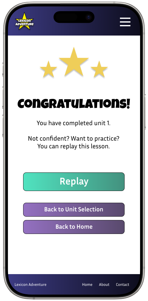 Game Completion Screen