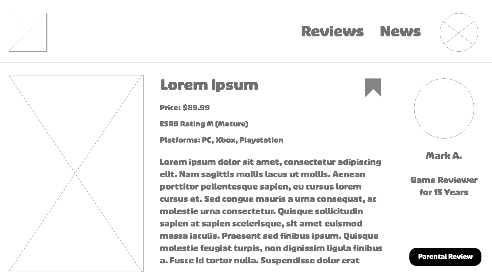 Original Game Review Page Concept