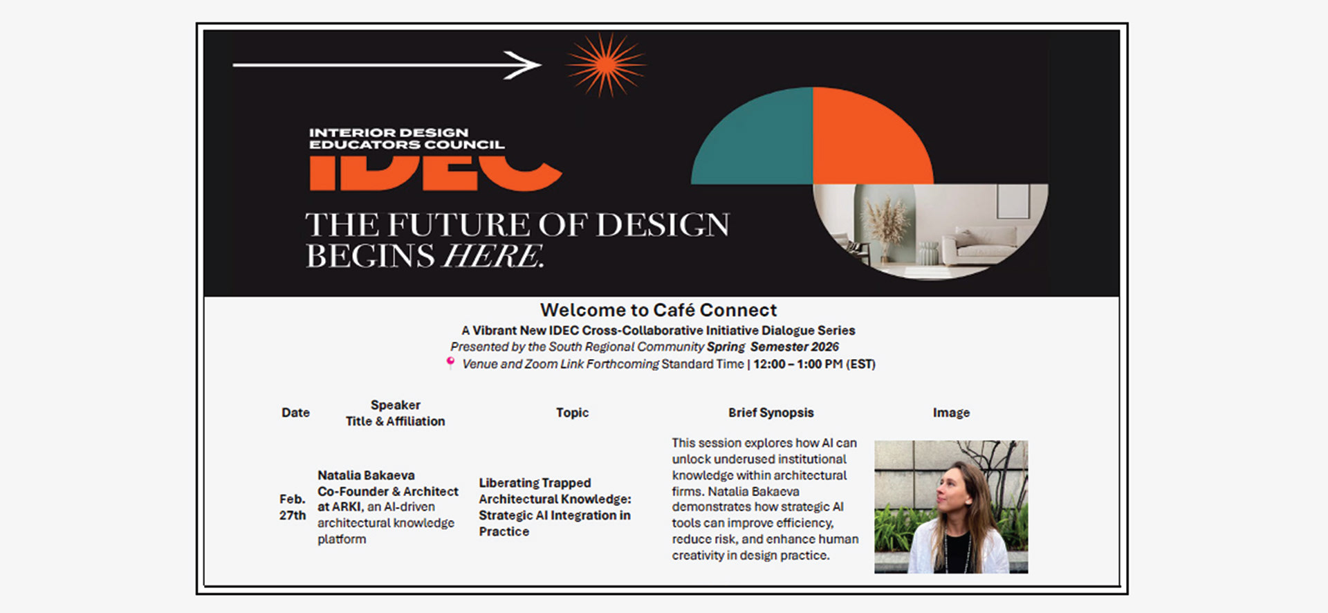 Webinar “Liberating Trapped Architectural Knowledge: Strategic AI Integration in Practice” by the Interior Design Educators Council (IDEC), February, 2026