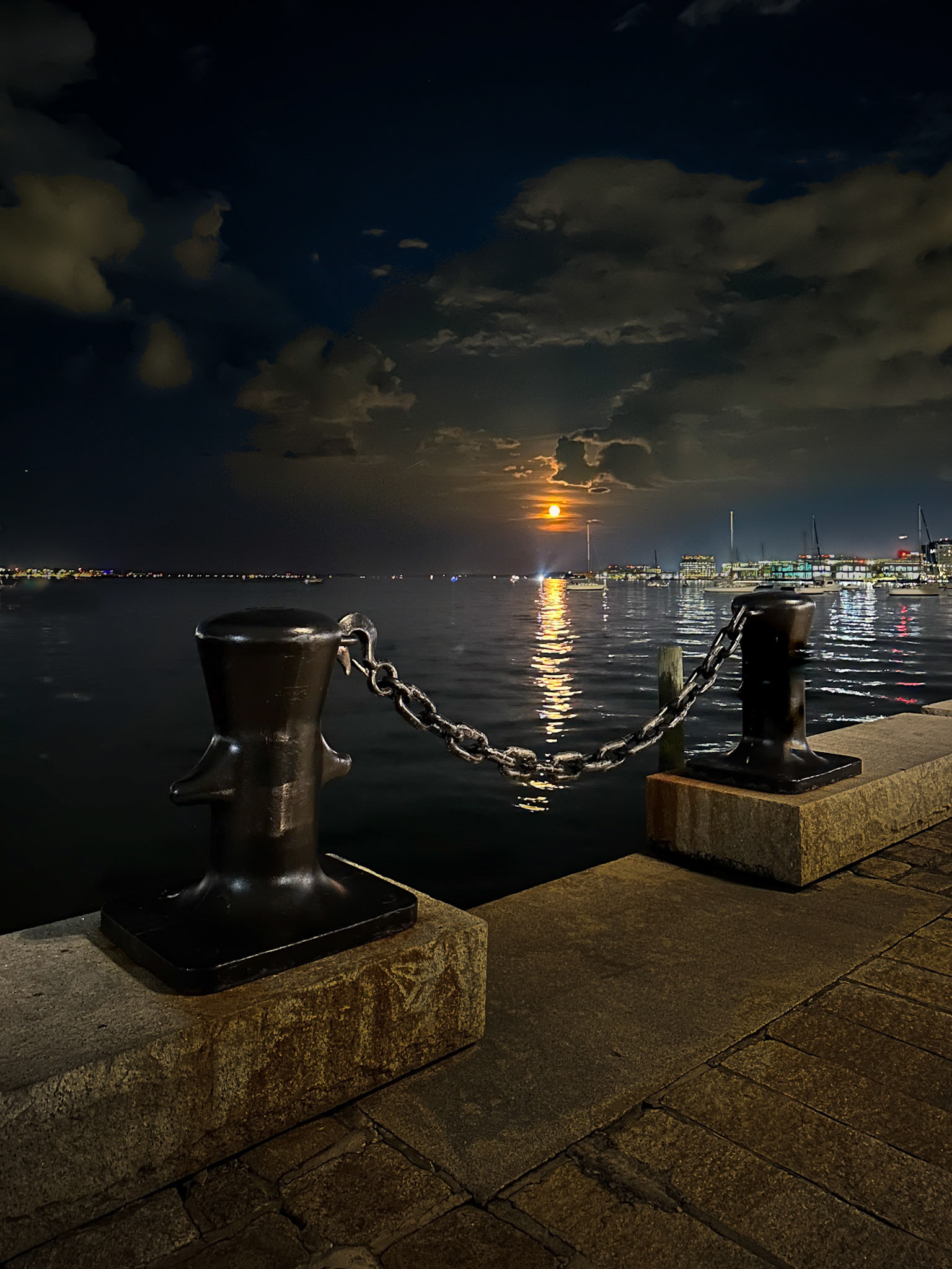 Moonrise over Boston Harbor
