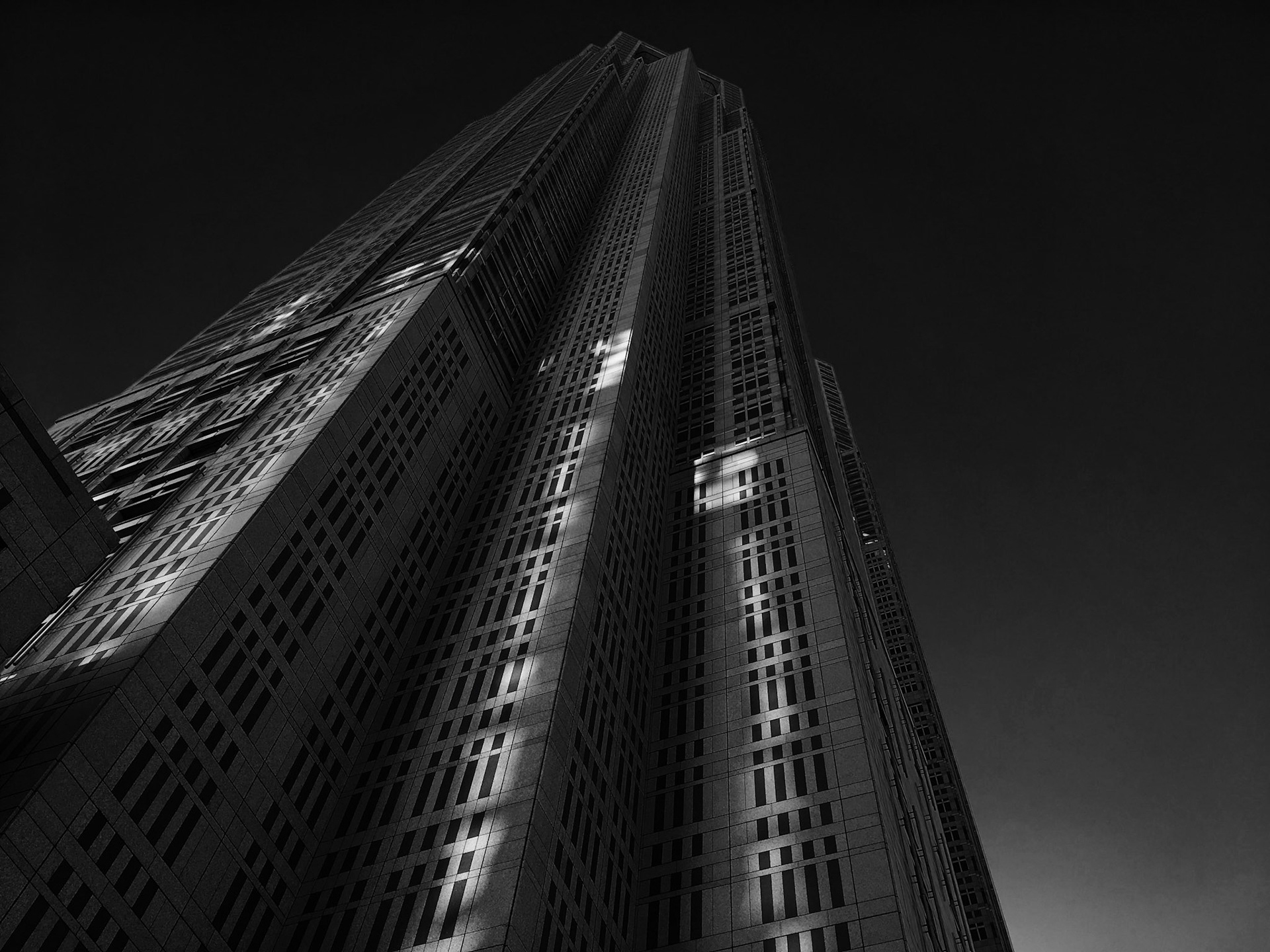 Full-frame shot of architecture details in black and white.