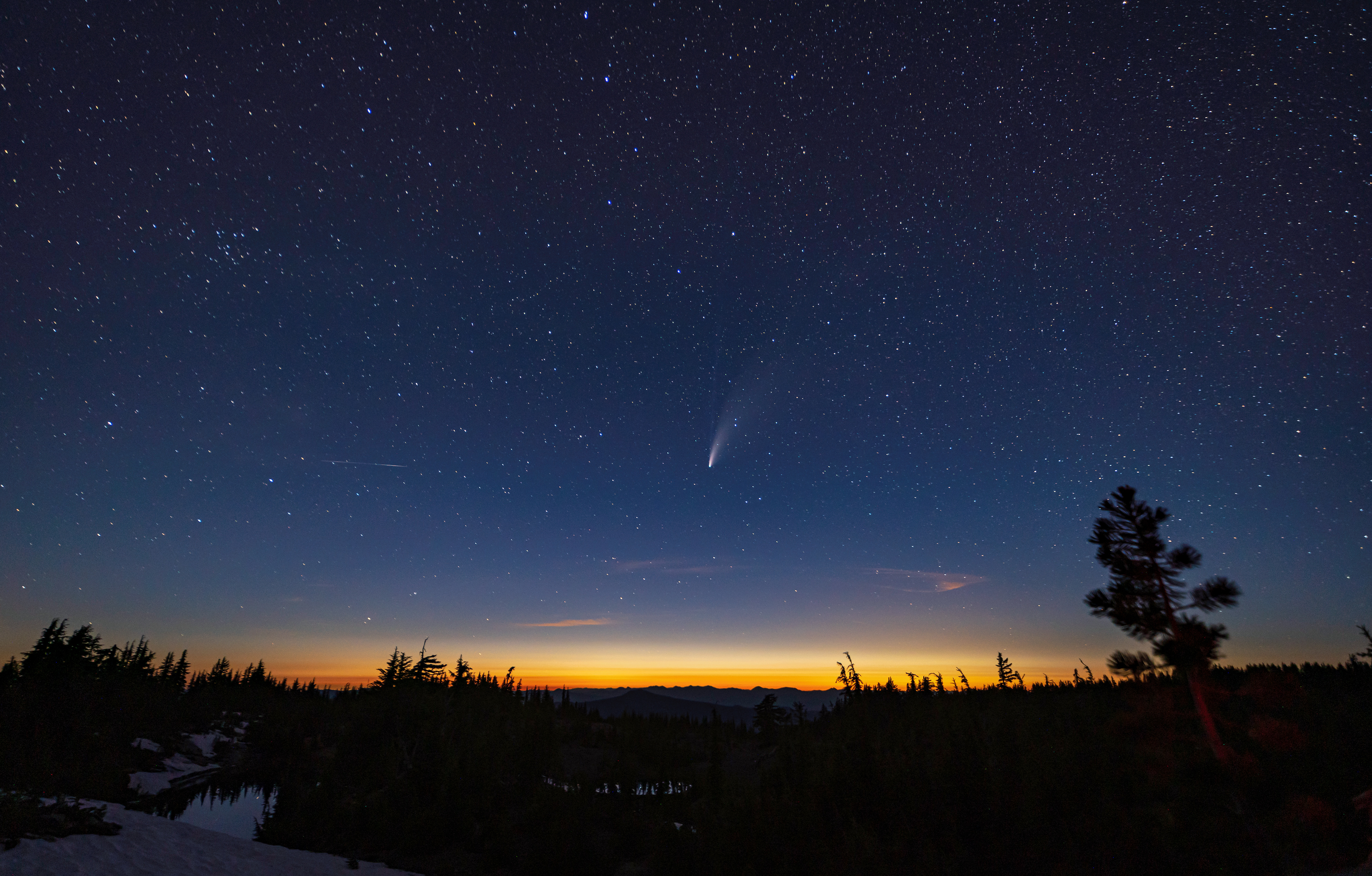 Neowise comet from the Three Sisters Wilderness in 2020.