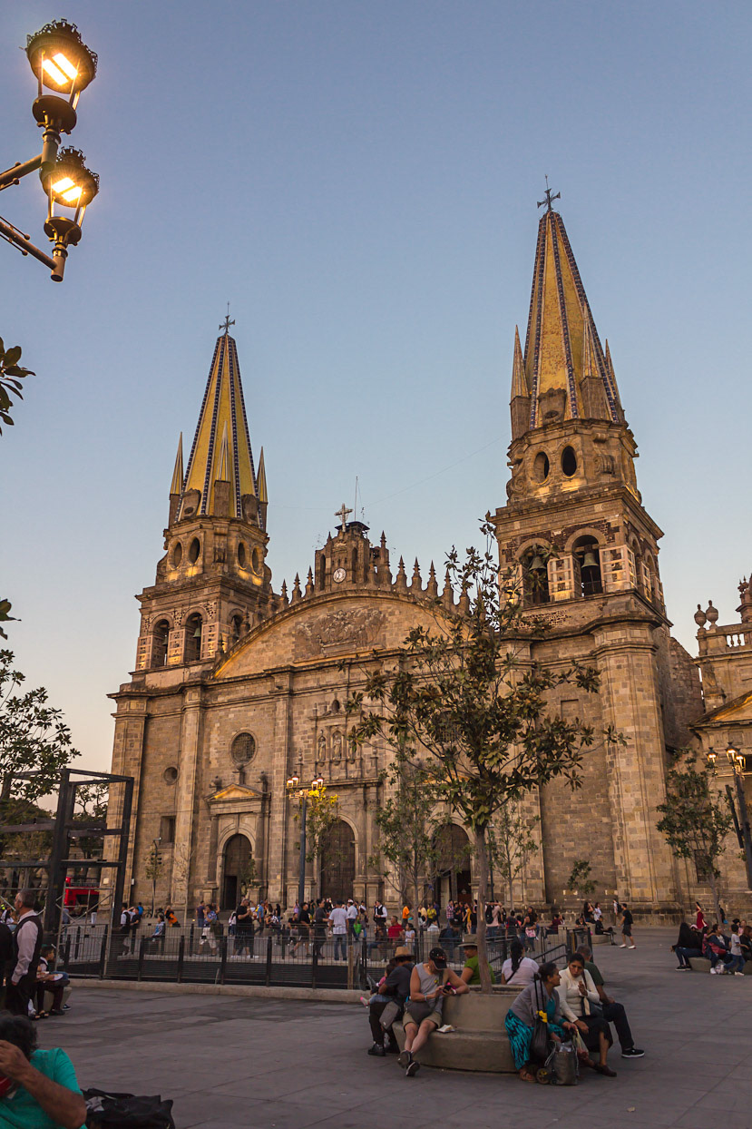 Gualalajara cathedral at sunset