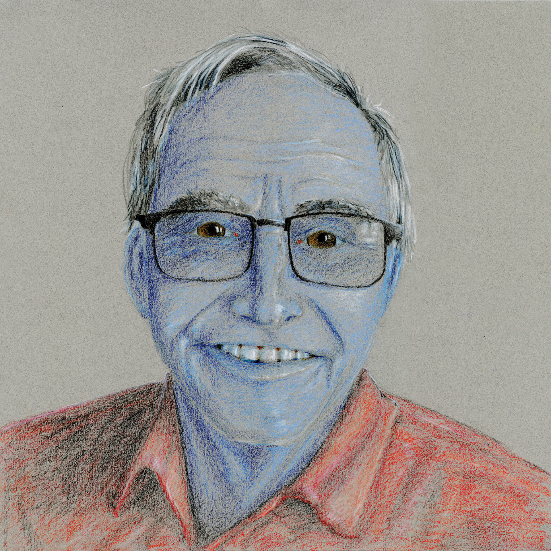 PawPaw Portrait - Colored pencil on 18"x18" thick grey construction paper
