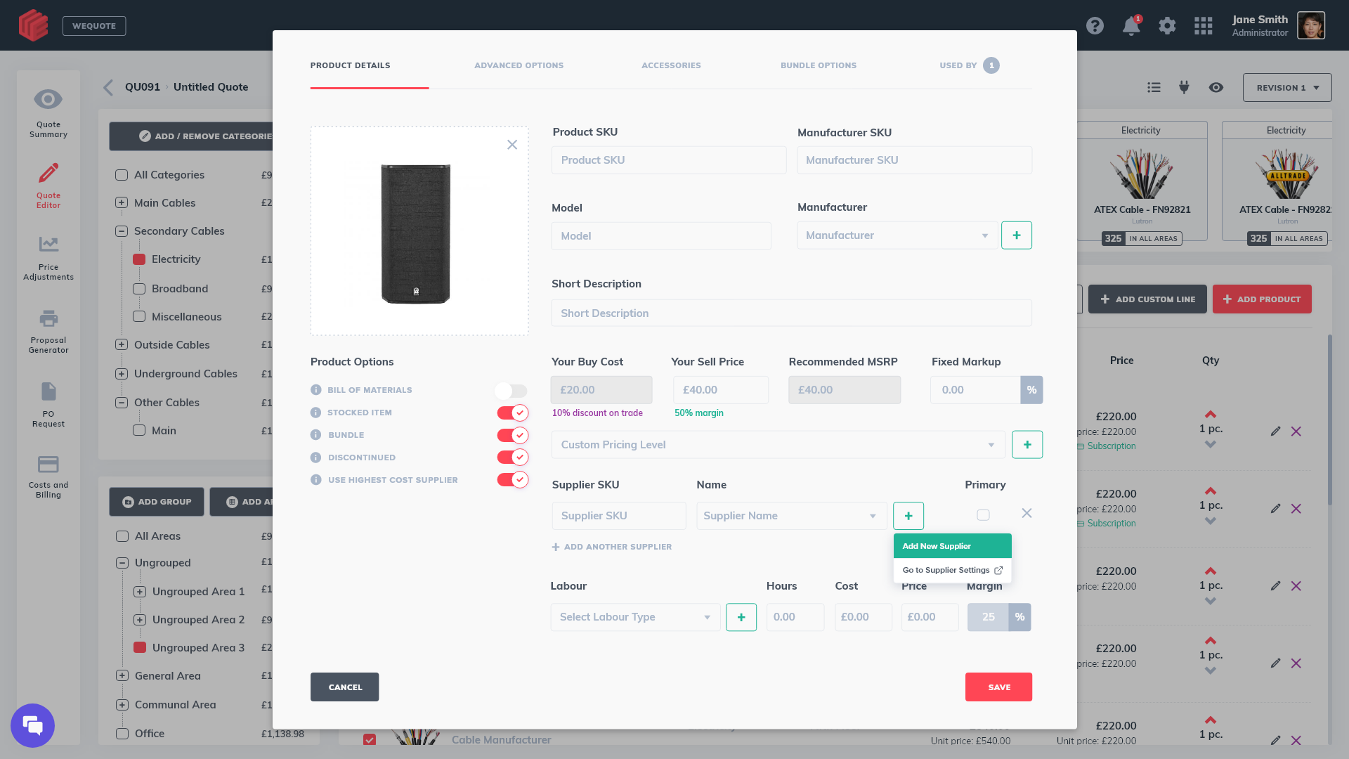 Add product interface