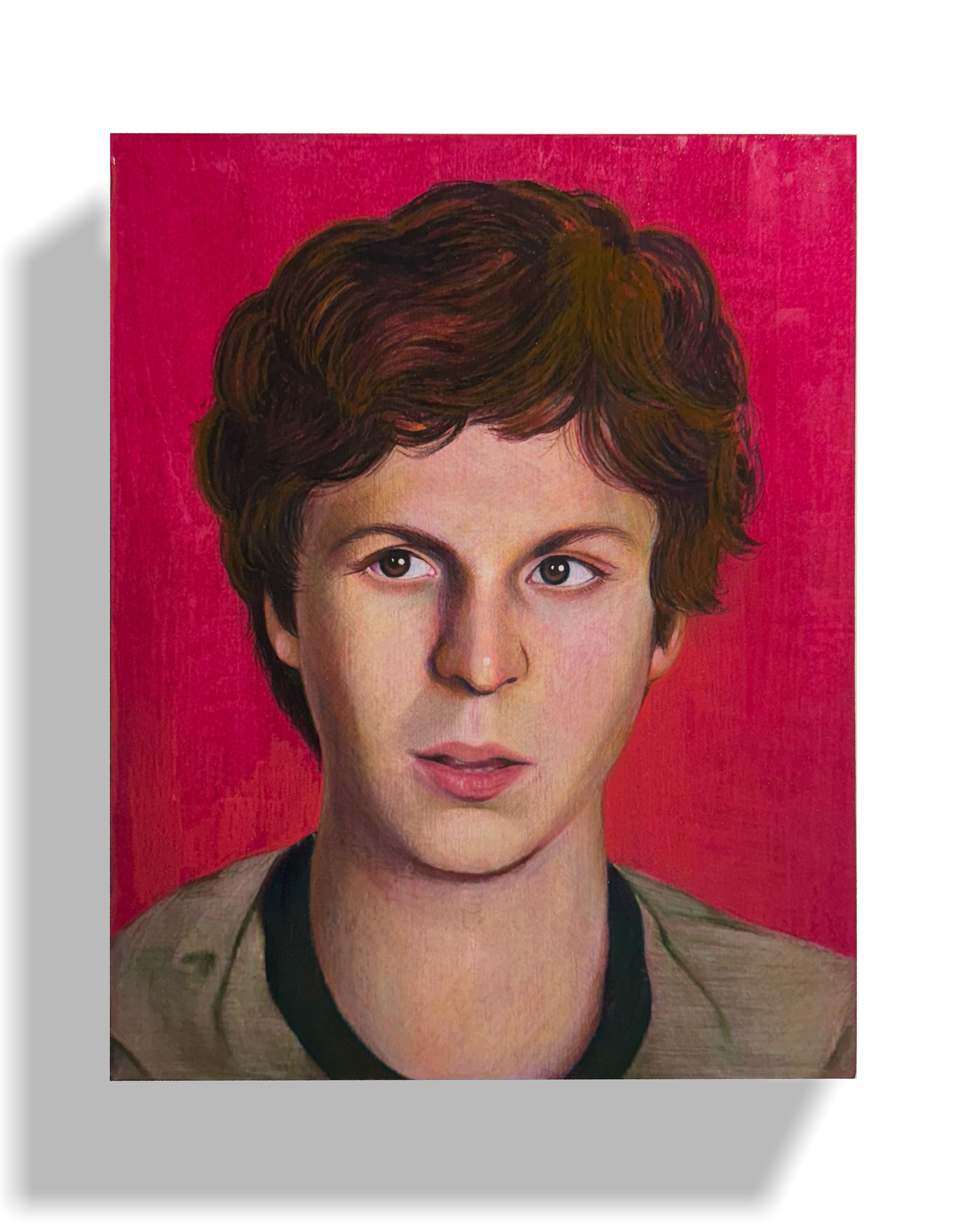 Michael Cera on Wood Panel, Coloured Pencils 2024