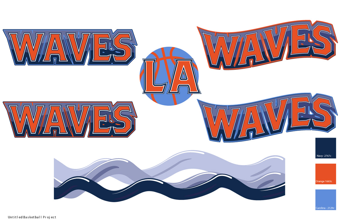 Mix of final logo graphics for the Waves
