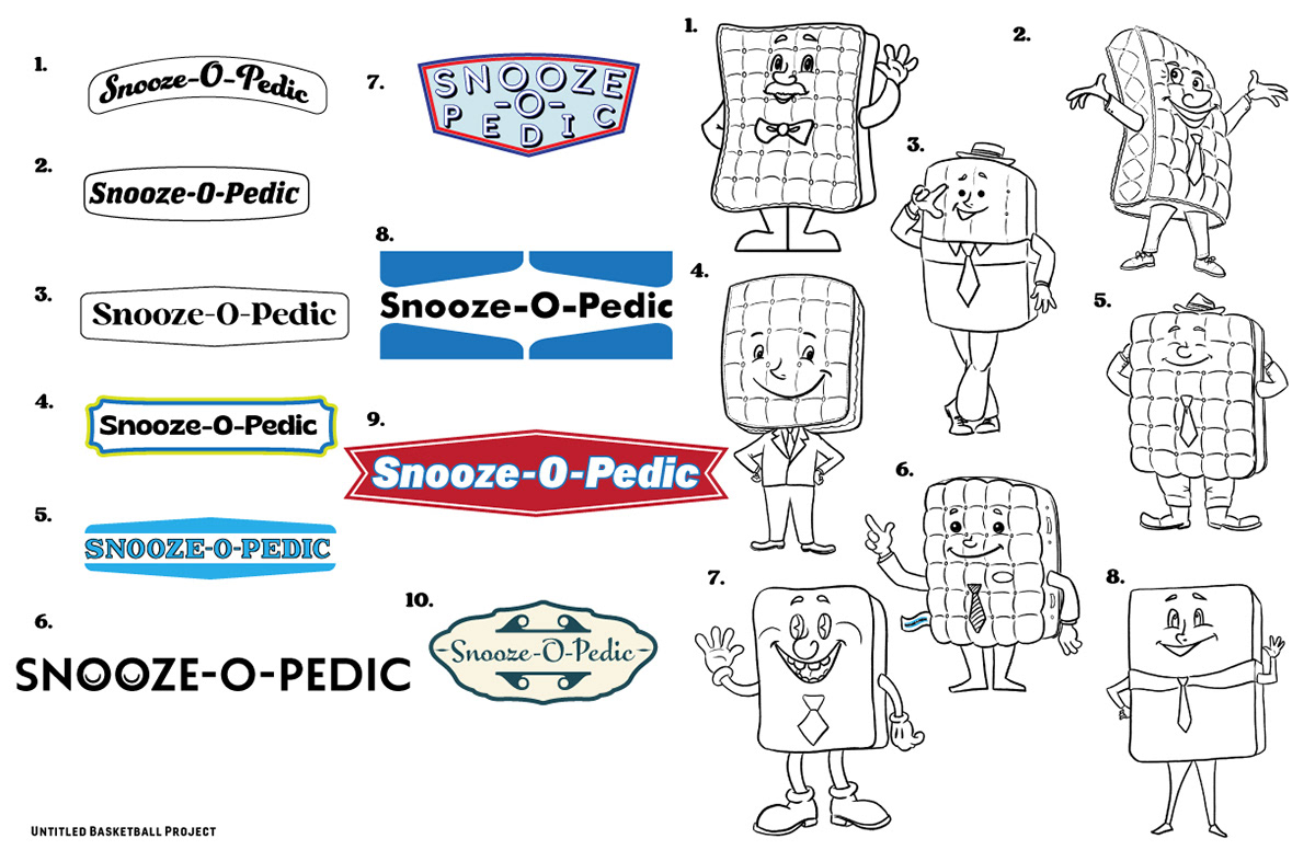 early versions of the Snooze-O-Pedic Mascot