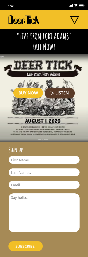 Deer Tick mobile UI home screen