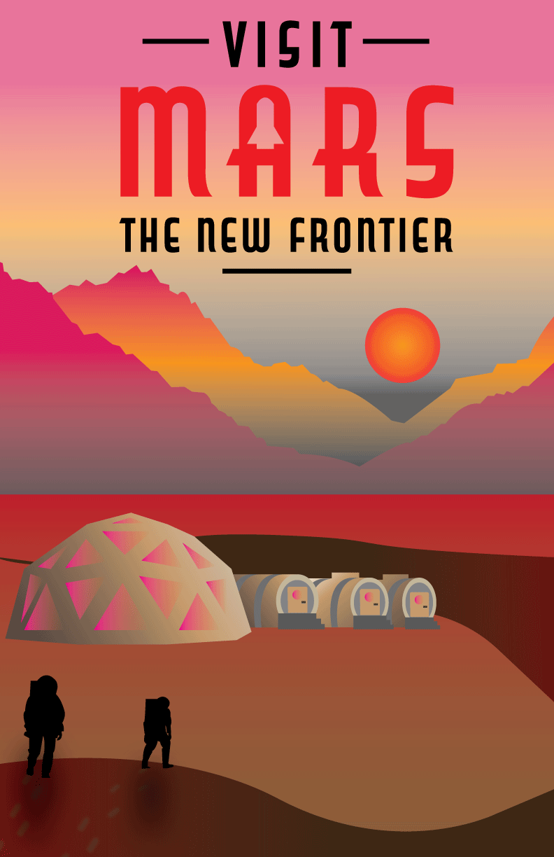 Mars tourism vector illustrated poster