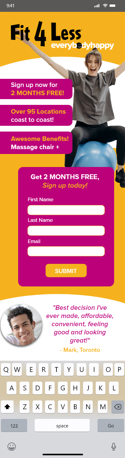 Fit4Less Mobile landing page