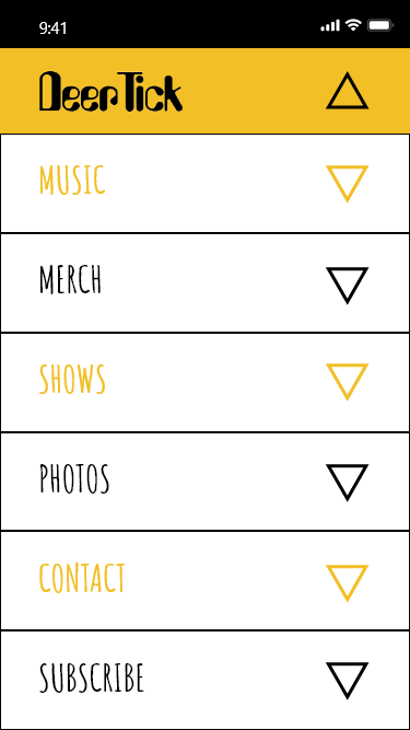 Deer Tick mobile UI navigation menu