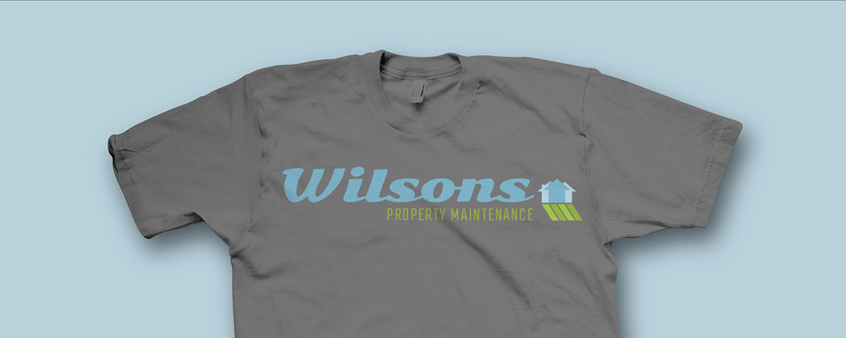 Wilson's Property Management logo on grey t-shirt
