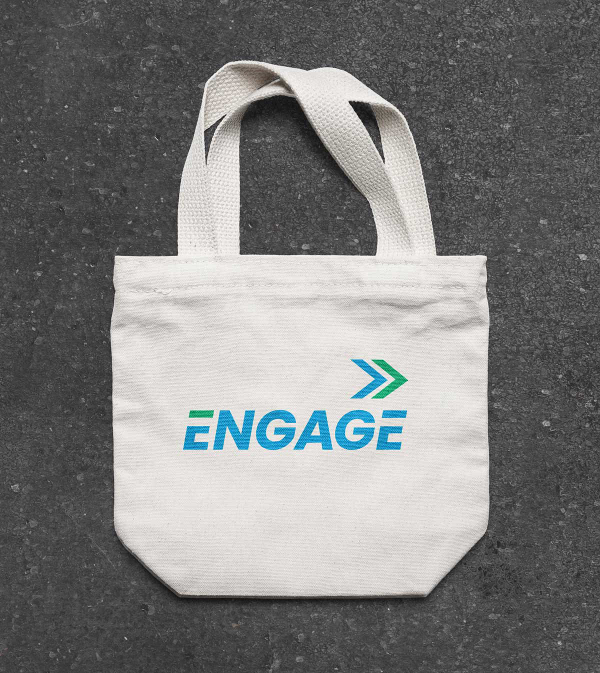 Engage logo on a canvas tote