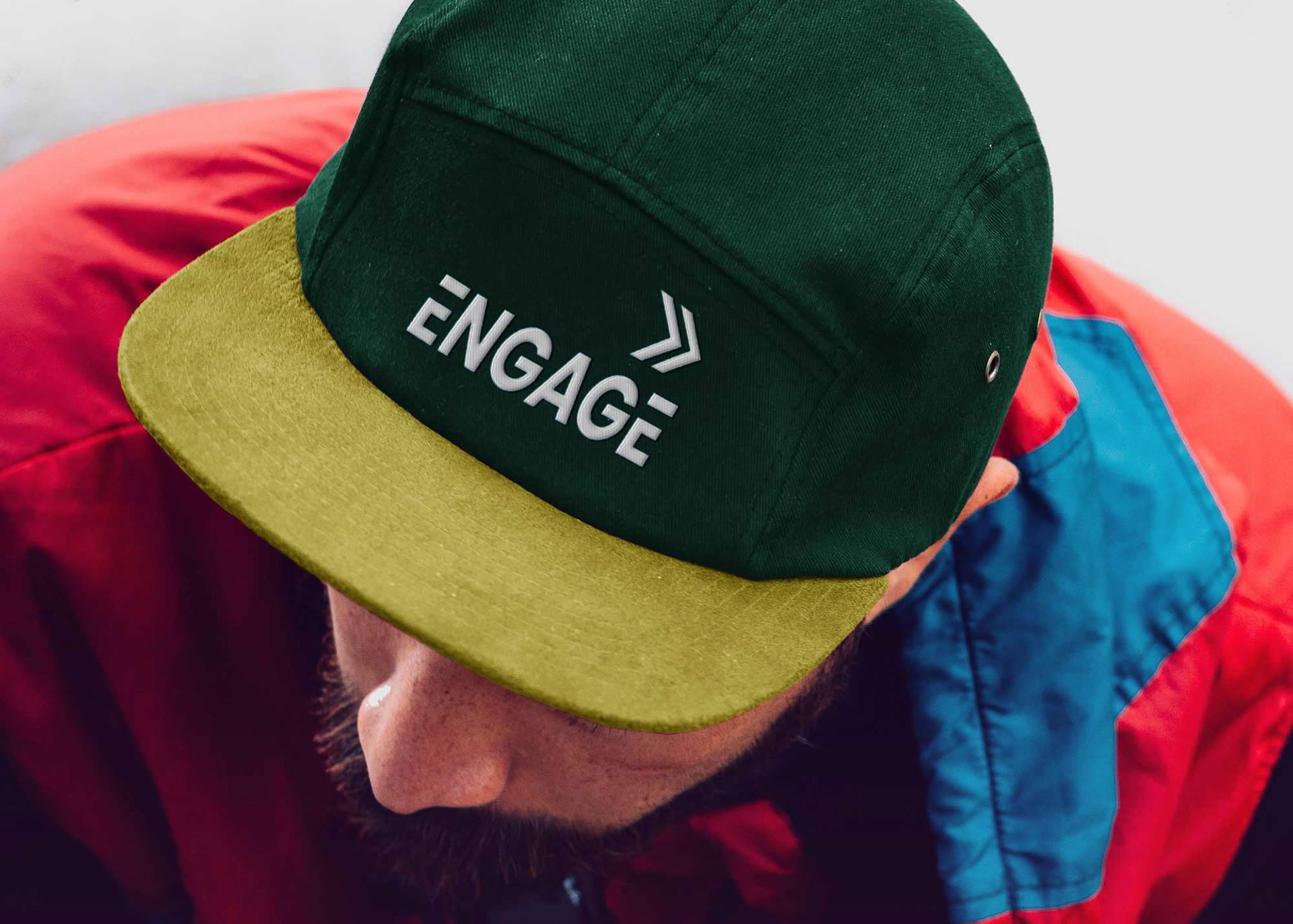 Engage logo on a baseball cap