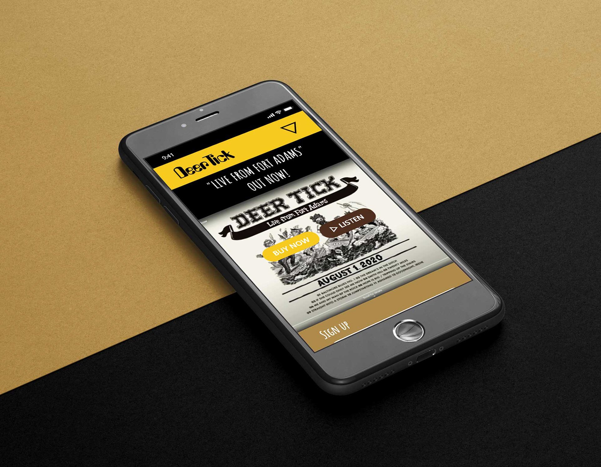 Deertick site UI displayed on cell phone screen