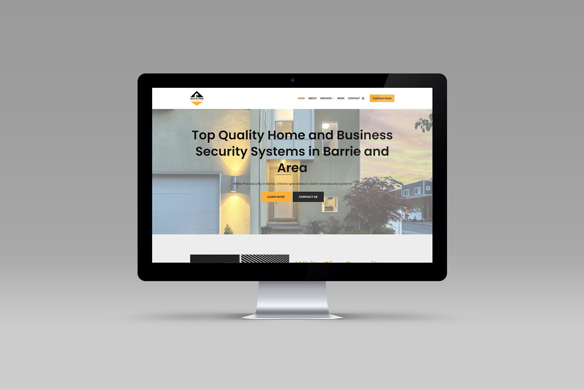 White Pine Security site UI displayed on monitor