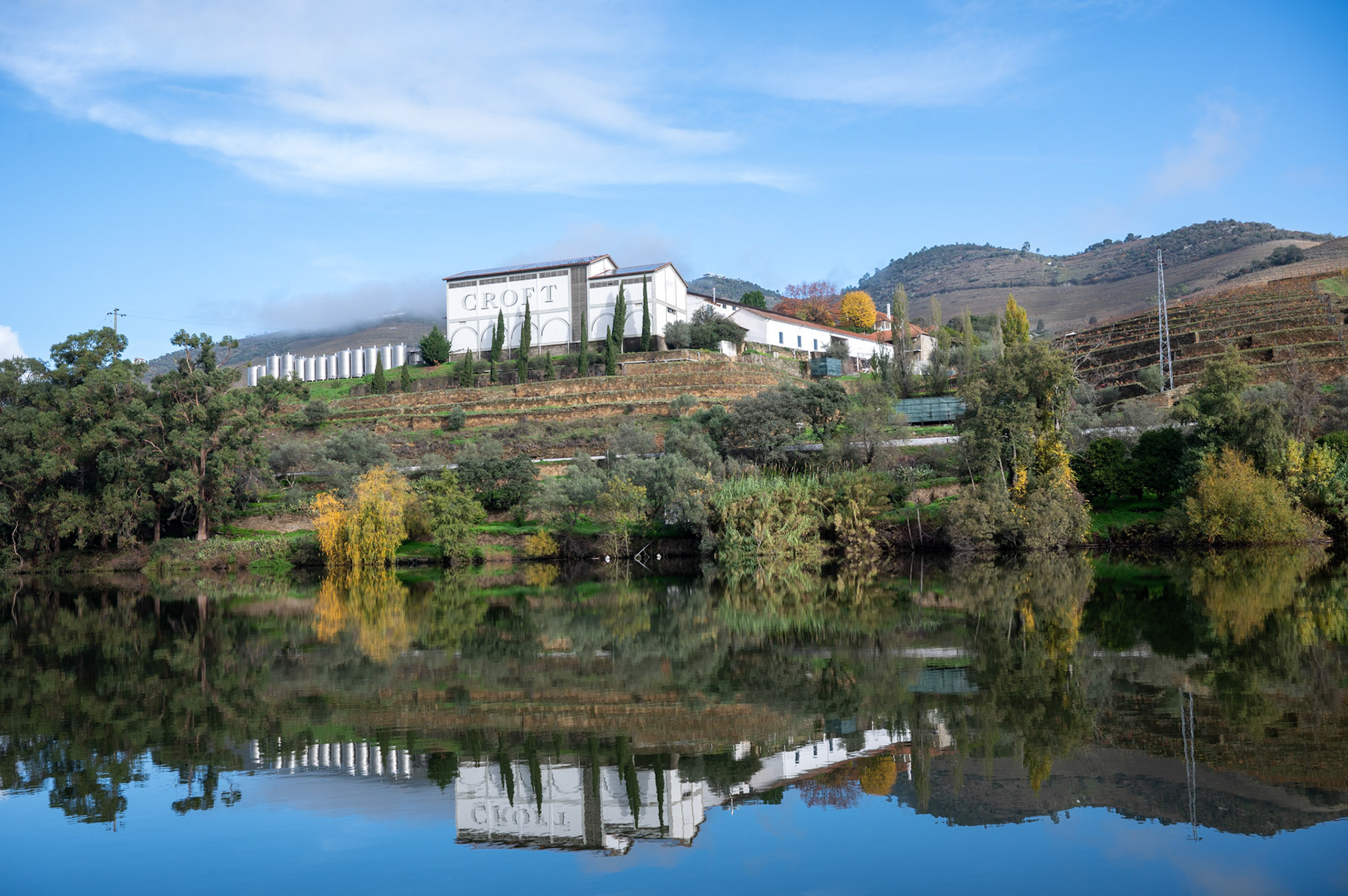Croft Port House from the Douro River, Douro Valley Portugal