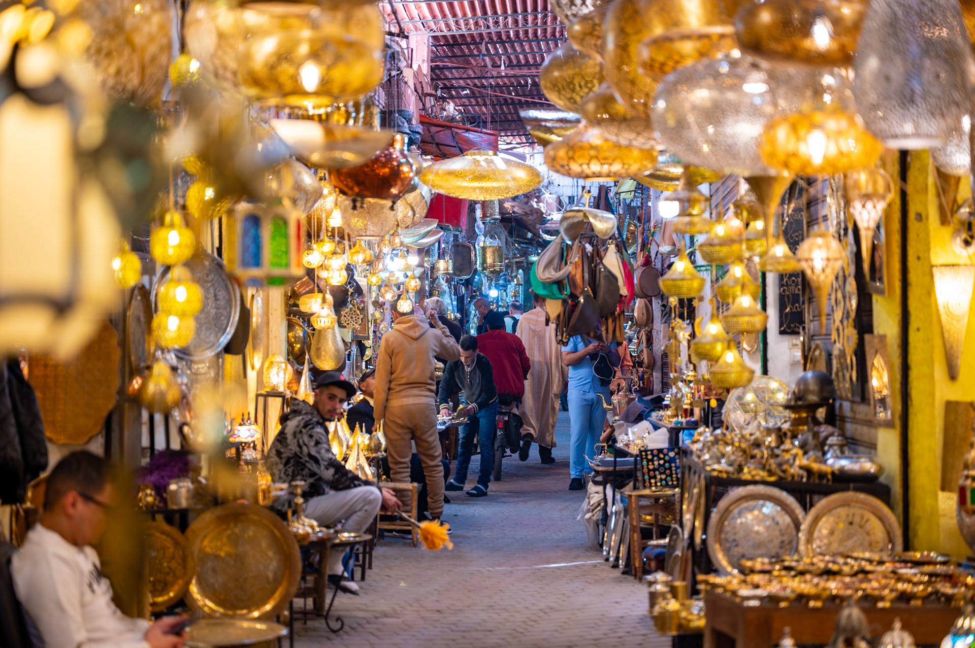 Metal Artisan Souks in the Medina, Marrakech Morocco