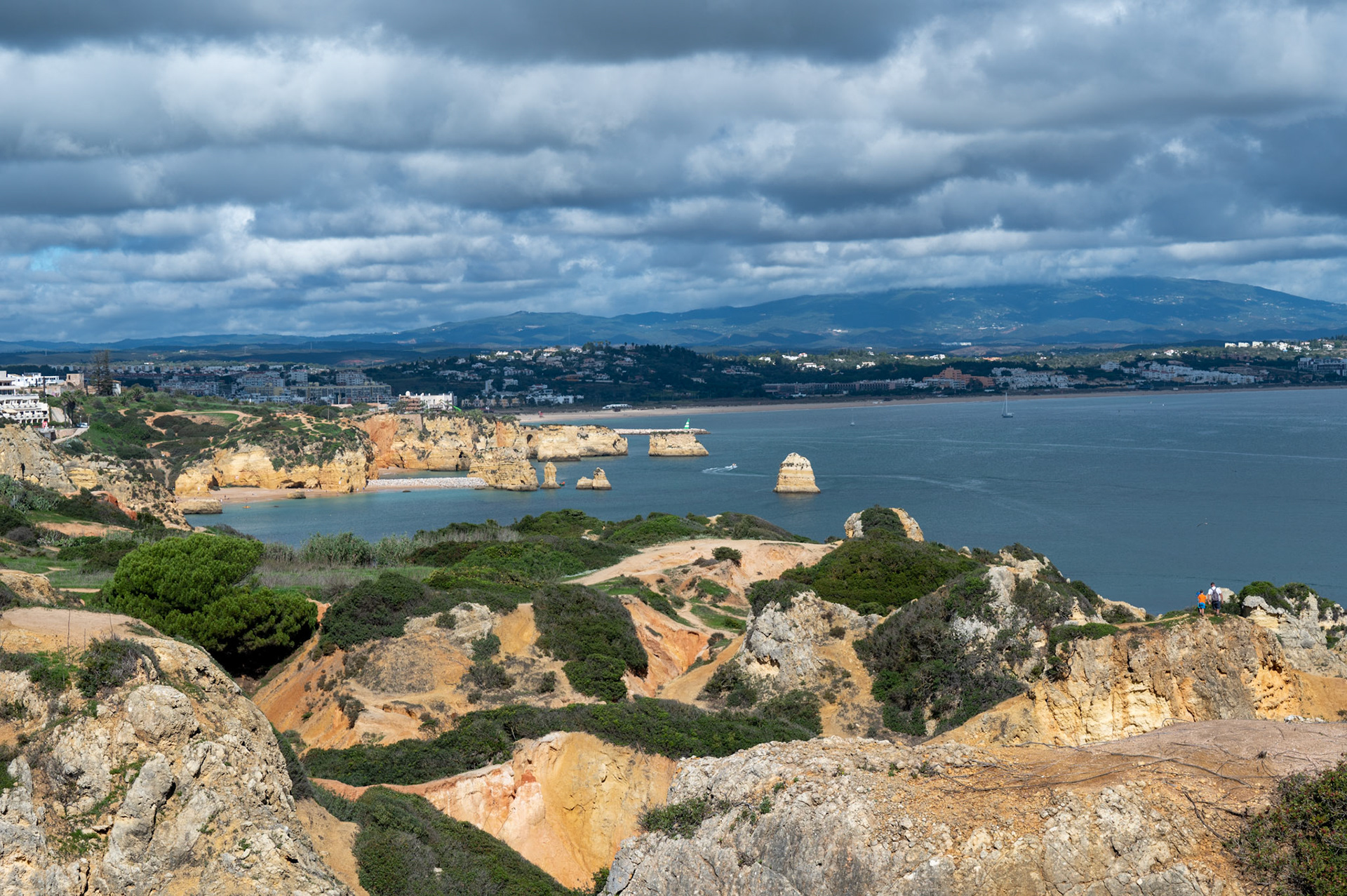 View toward Lagos from the cliffs above Praia do Camilo, Lagos Portugal