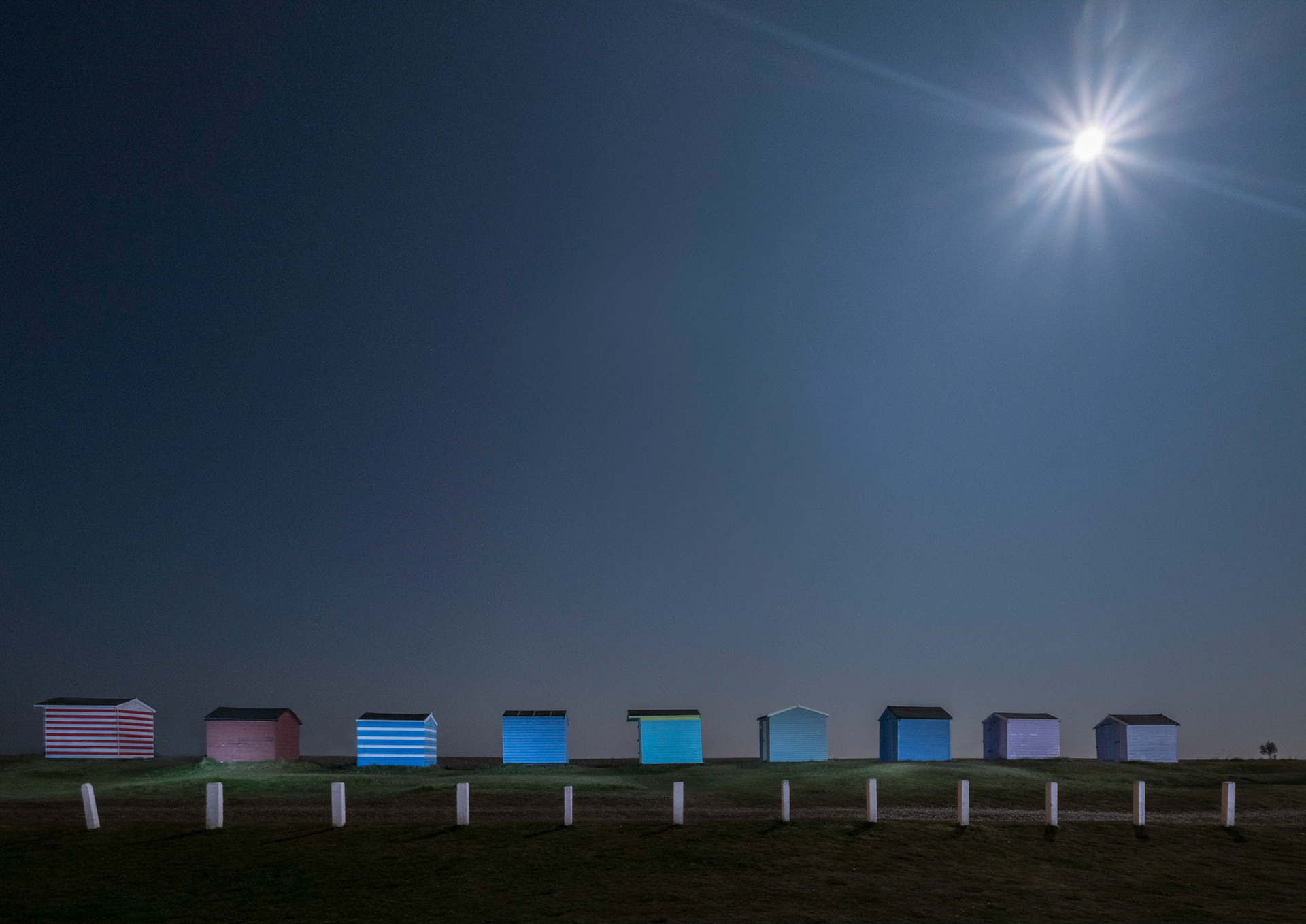 Beach Huts at Night