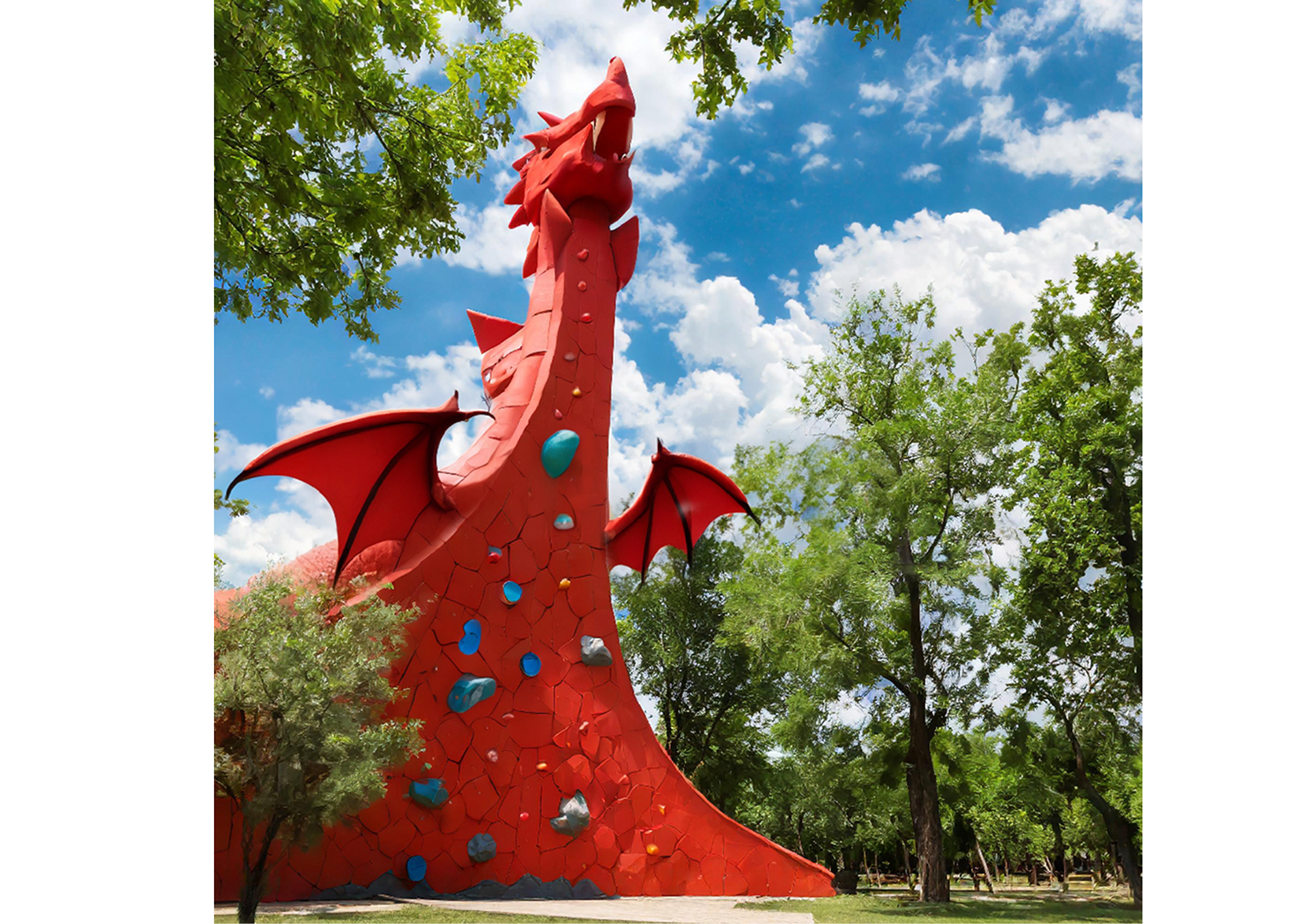 out of home marketing idea : dragon climbing frames in London parks