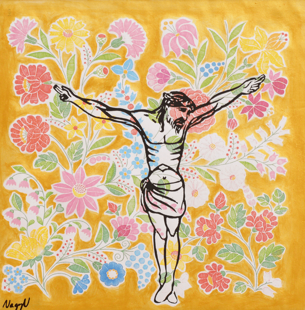 Home Altar with tin christ / Házi oltár pléh Krisztussal