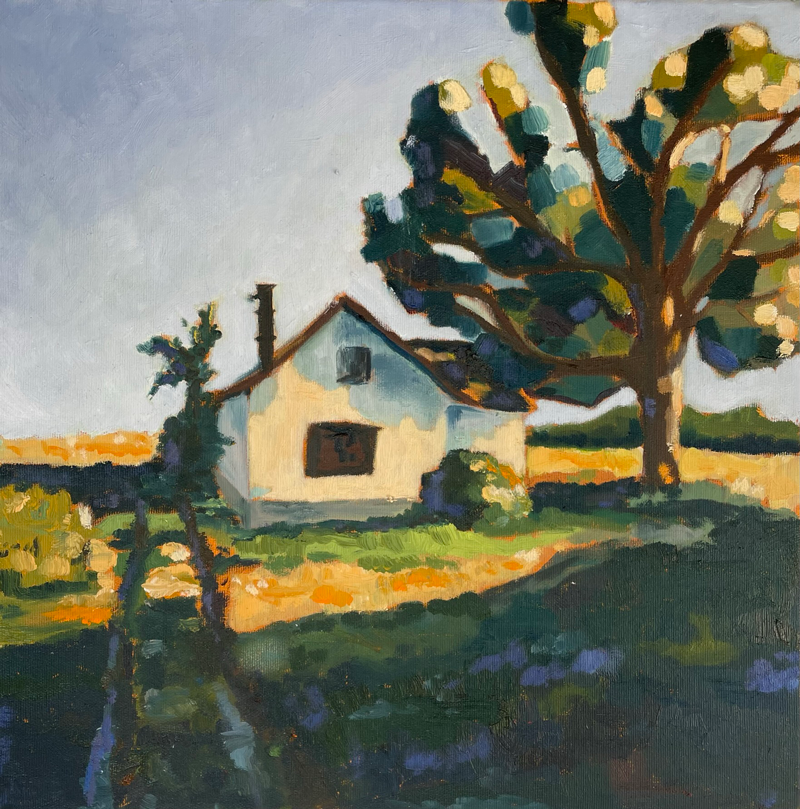 Abandoned Farm / Elhagyott Tanya, oil on canvas, 50x50 cm, 2022-23