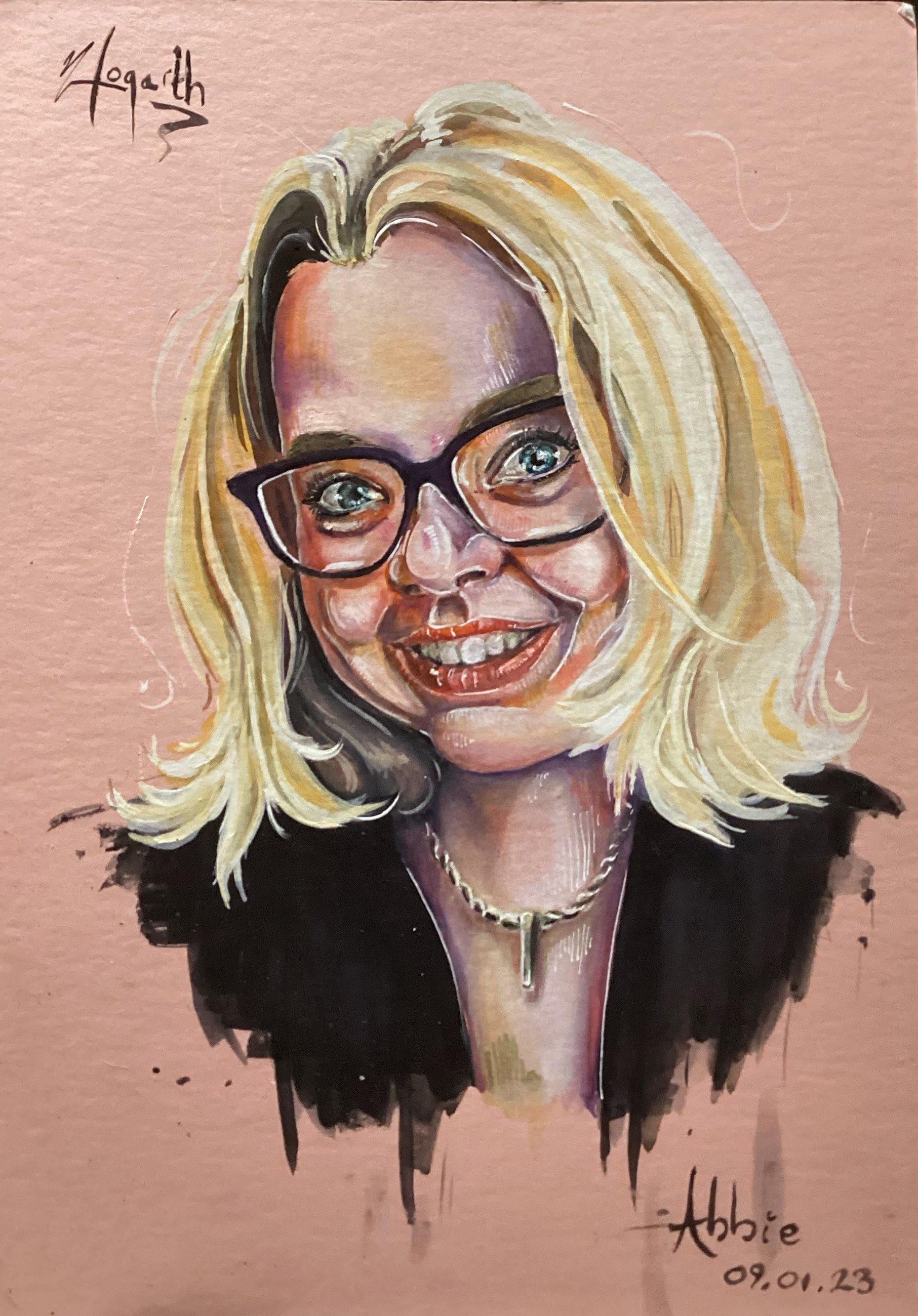Portrait: ink & watercolour