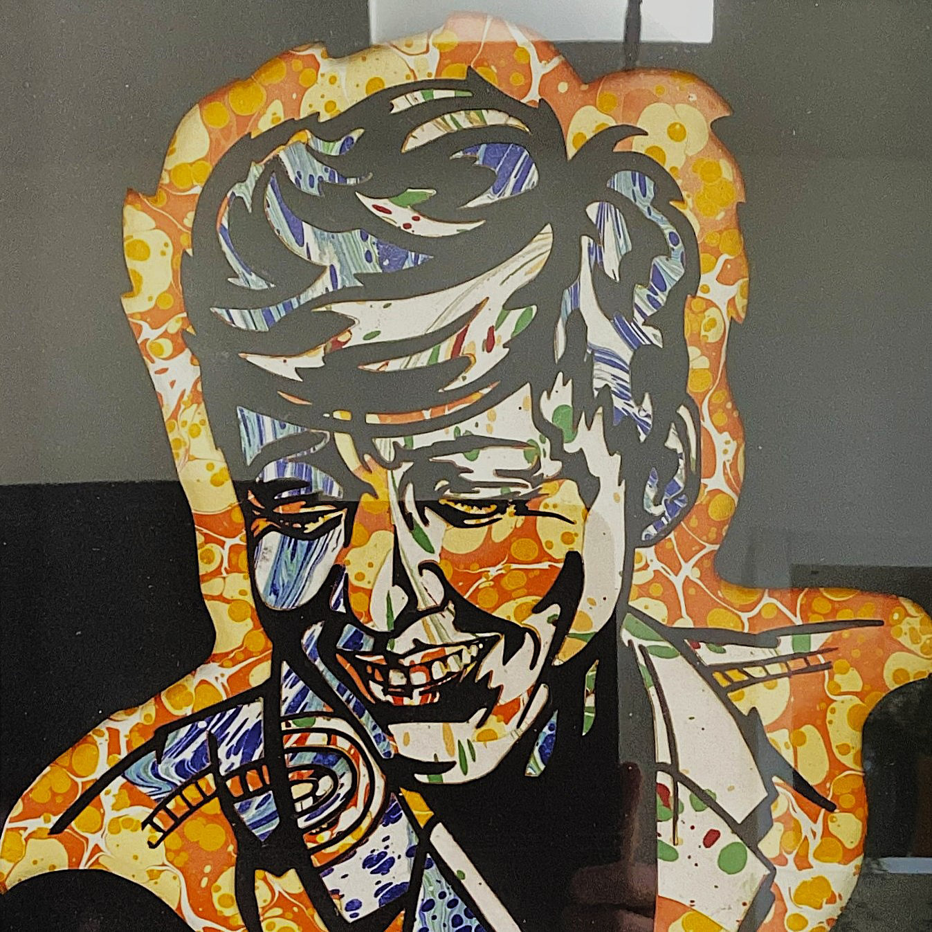 Portrait: laser cut marbled papers