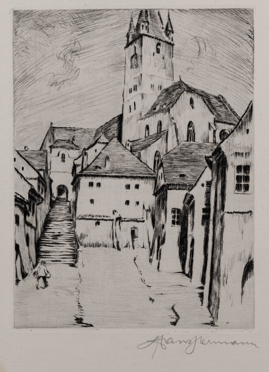 Sibiu, Scară (1923) Gravură cu acul 14.05x19.05 cm