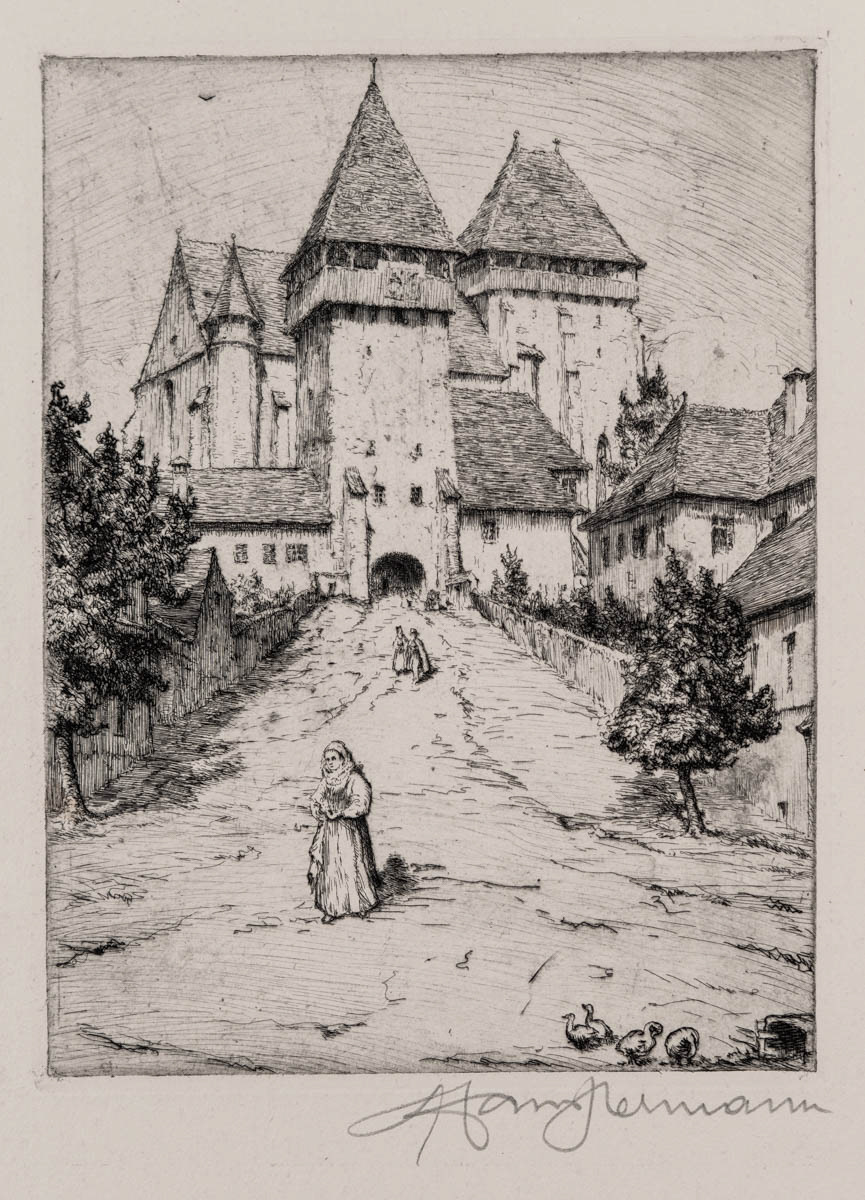 Castelul din Ighișul Nou (1922) Acvaforte 10x11.05 cm