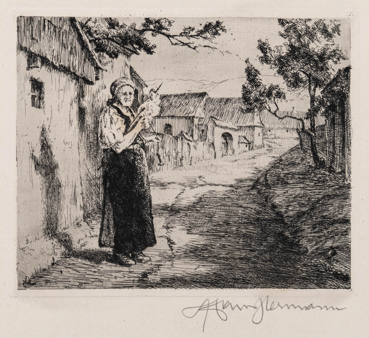 Cacova, Țărancă torcând (1925) Acvaforte 14x11.05 cm