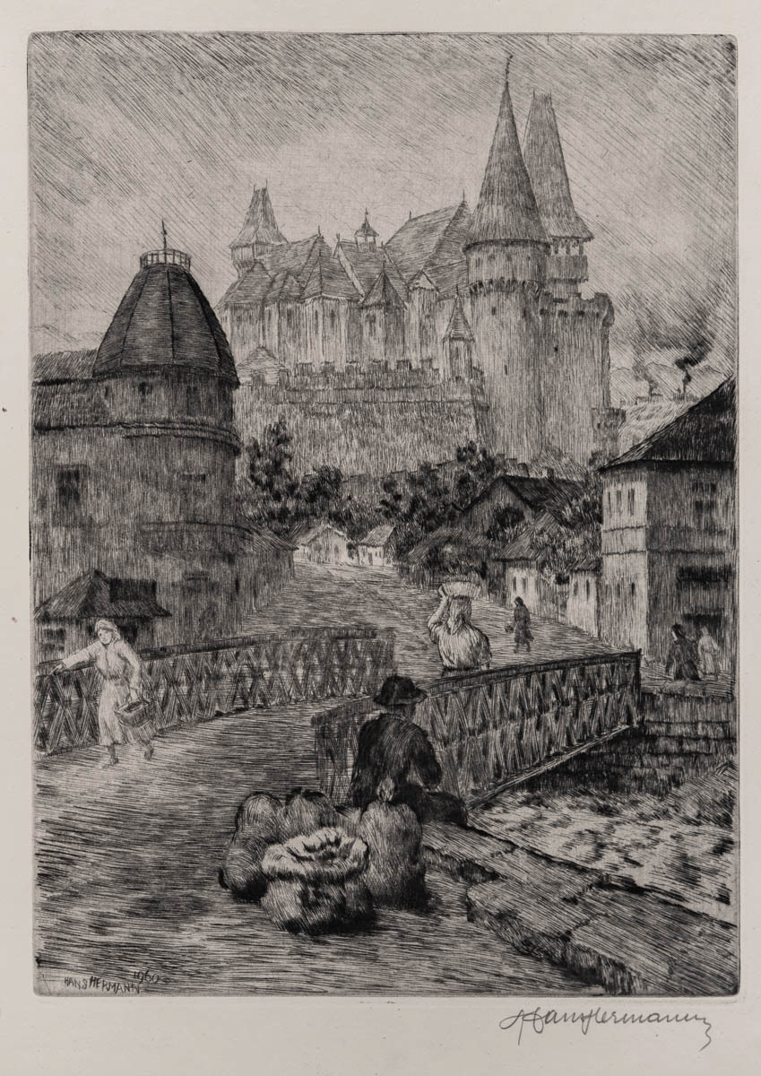 Castelul Huniazilor (1959) Gravură cu acul 28.05x38.08 cm