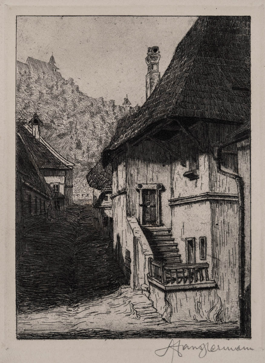 Sighișoara, Strada Tâmplarilor (1919) Acvaforte 13.05x18.05