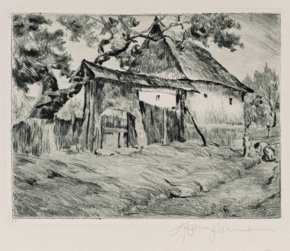 Casă din Sibiel (1925 Gravură cu acul 16x12.05 cm
