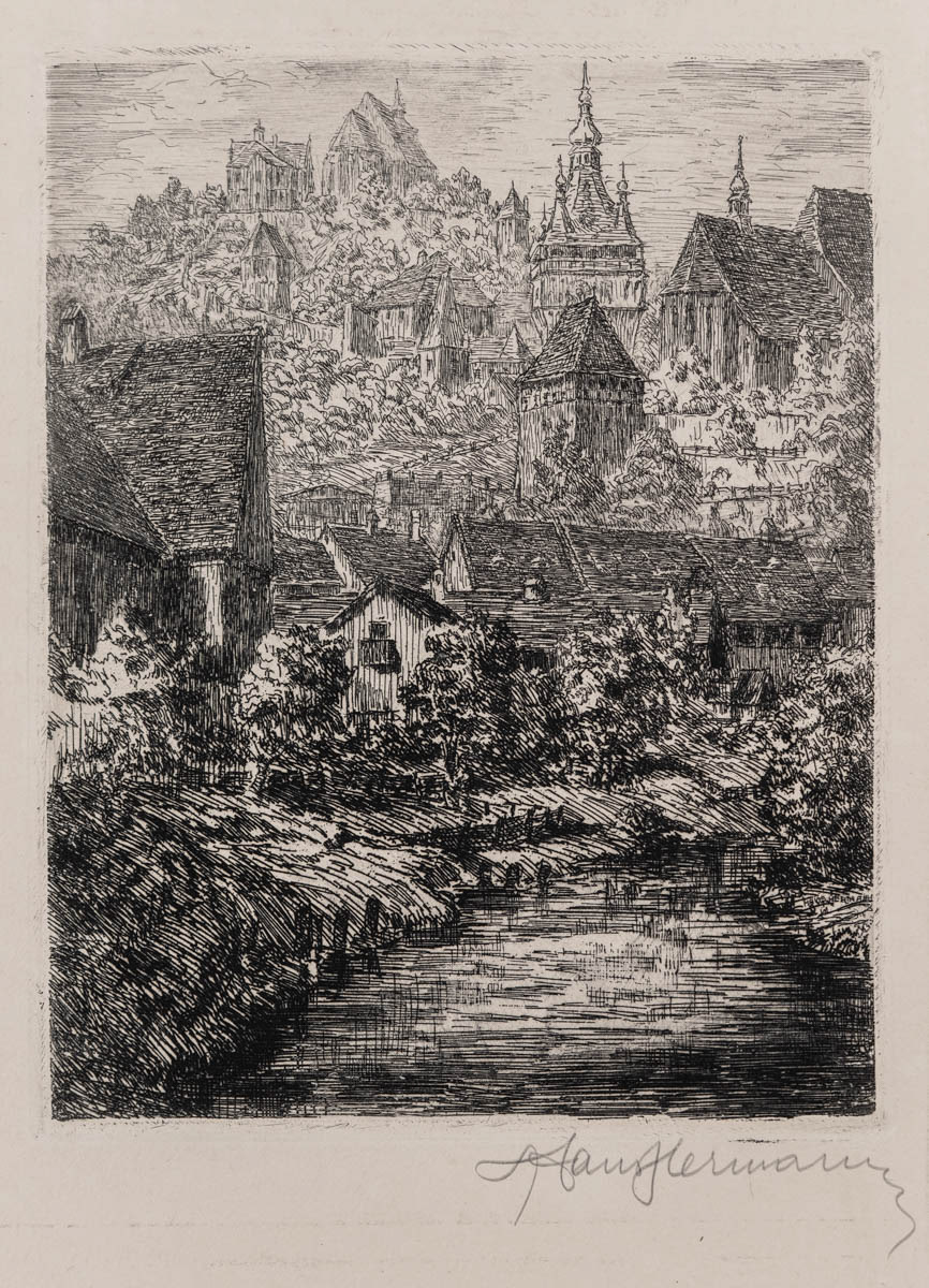 Cetatea Sighișoarei (1956) Acvaforte 34x20 cm