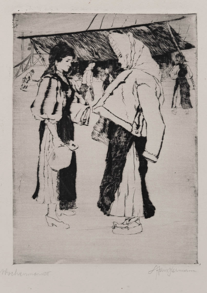 Din Poiana Sibiului (1922) Gravură cu acul 25x15 cm