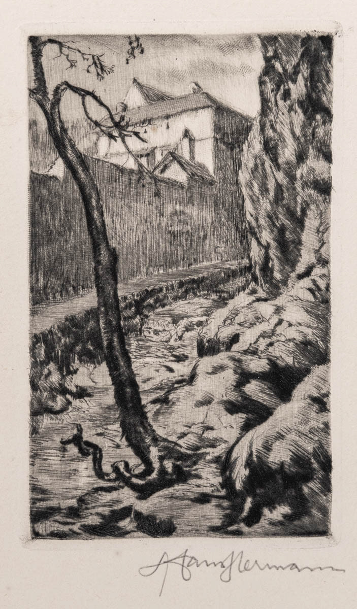 Pe după ziduri IV (nedatat) Acvaforte 14x24 cm