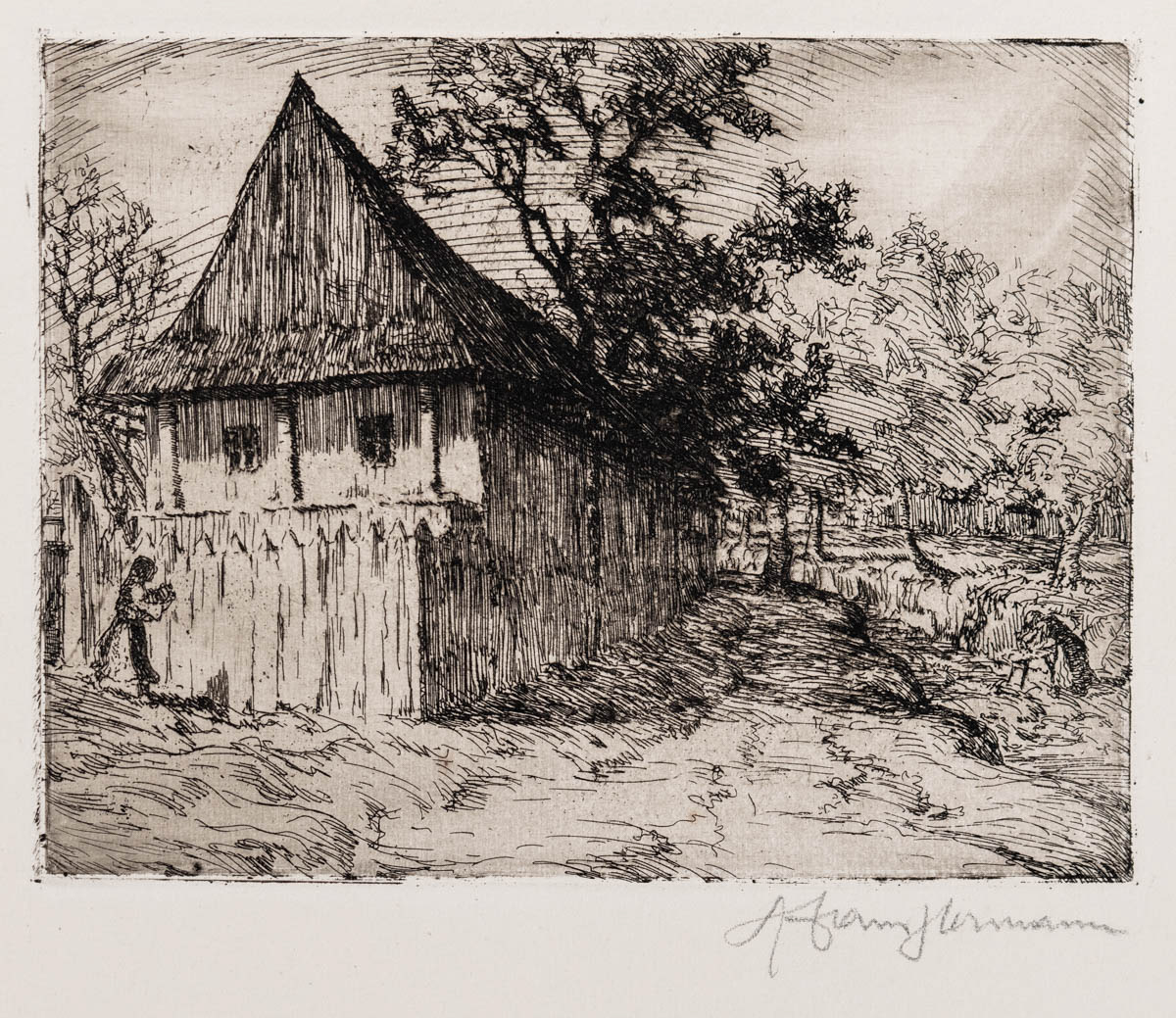 Căsuță din Sibiel (1925) Acvaforte 16x12.05 cm