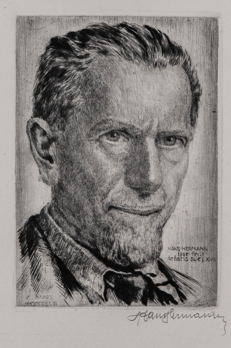 Autoportret (1952) Gravură cu acul 16x23 cm