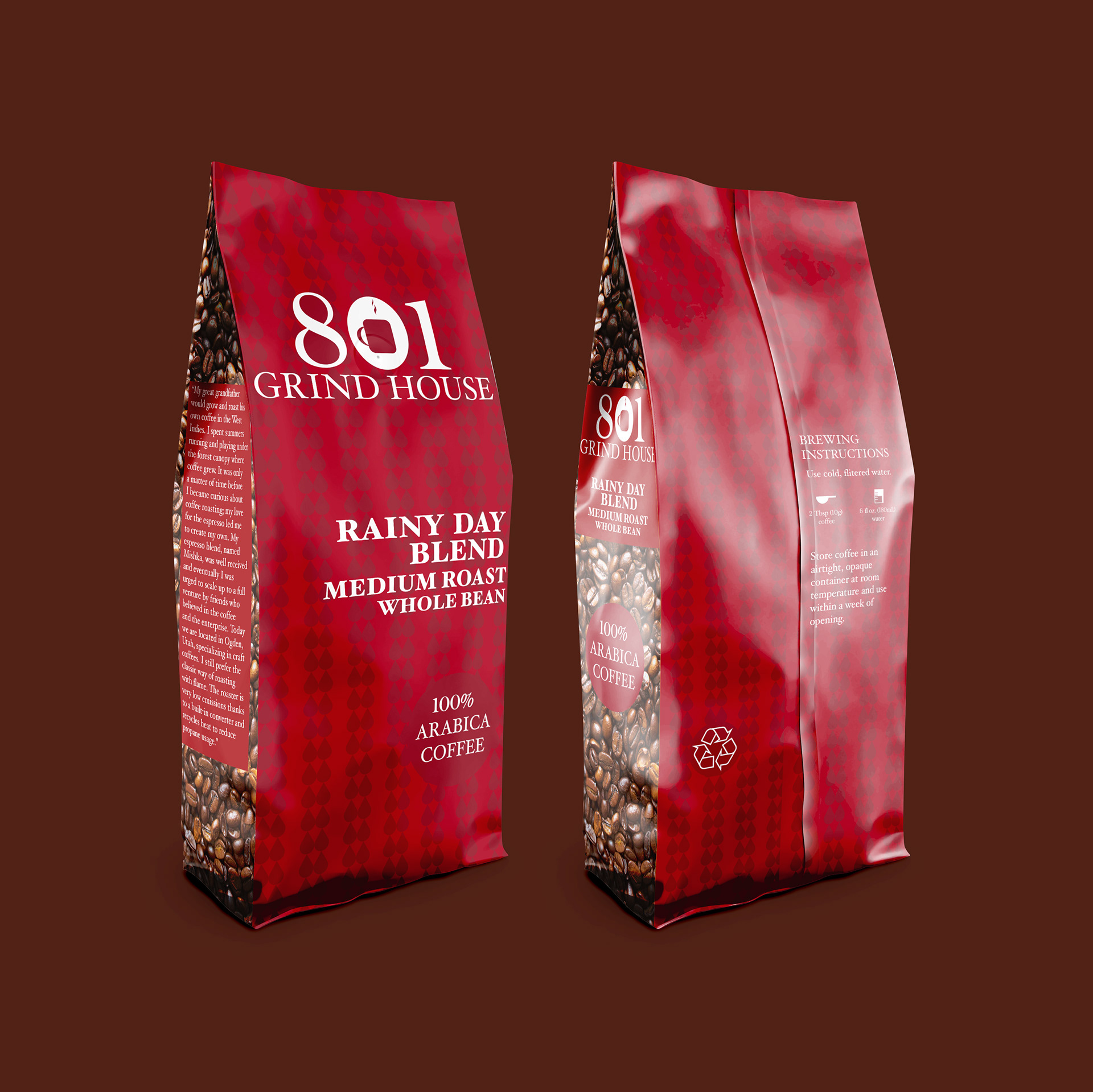 801 Grind House is a fictional coffee brand I designed for in my design studio class. Mockup credit: https://jefersonspaniol.com
