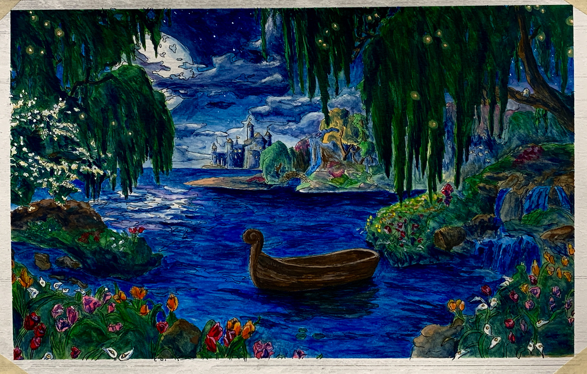 Gouache Painting in the Style of Thomas Kinkade