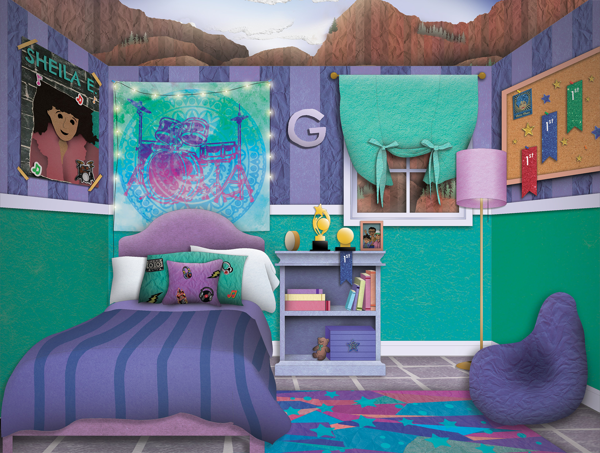 Gaby's Bedroom Drop Elevation, Created Using Adobe Photoshop