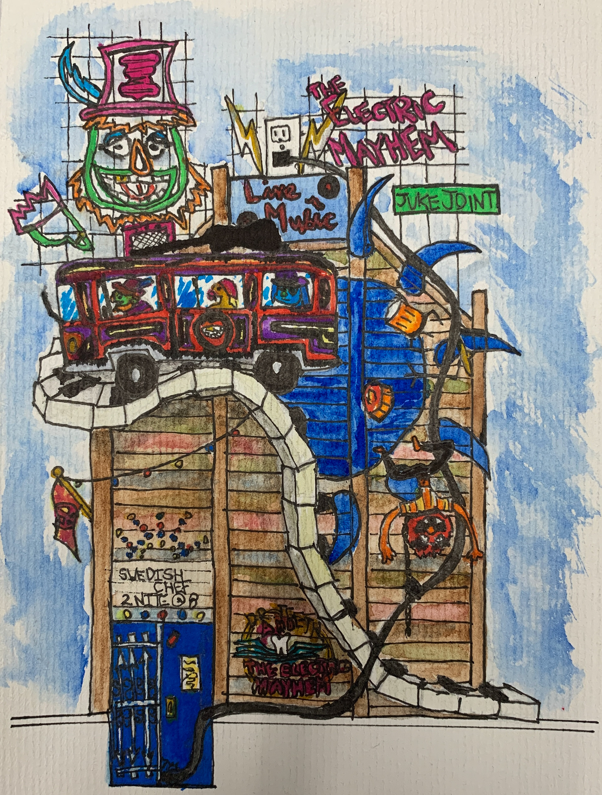 Dr. Teeth Juke Joint Rendering (Watercolor & Marker)