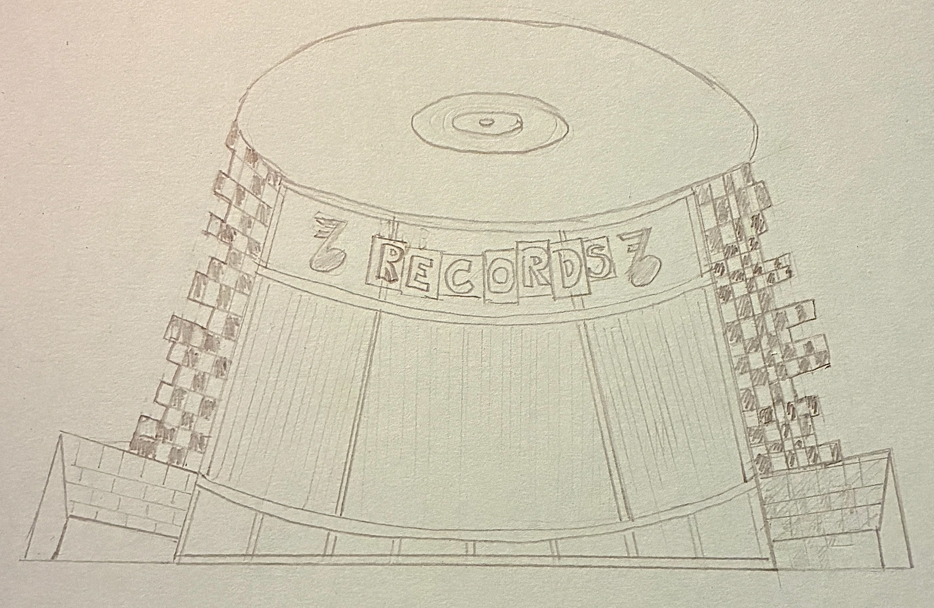 Record Shop Early Concept Sketch