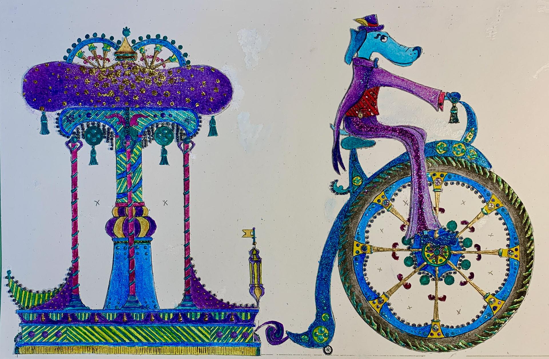 Gouache Rendering of an Original Design for a Circus Float