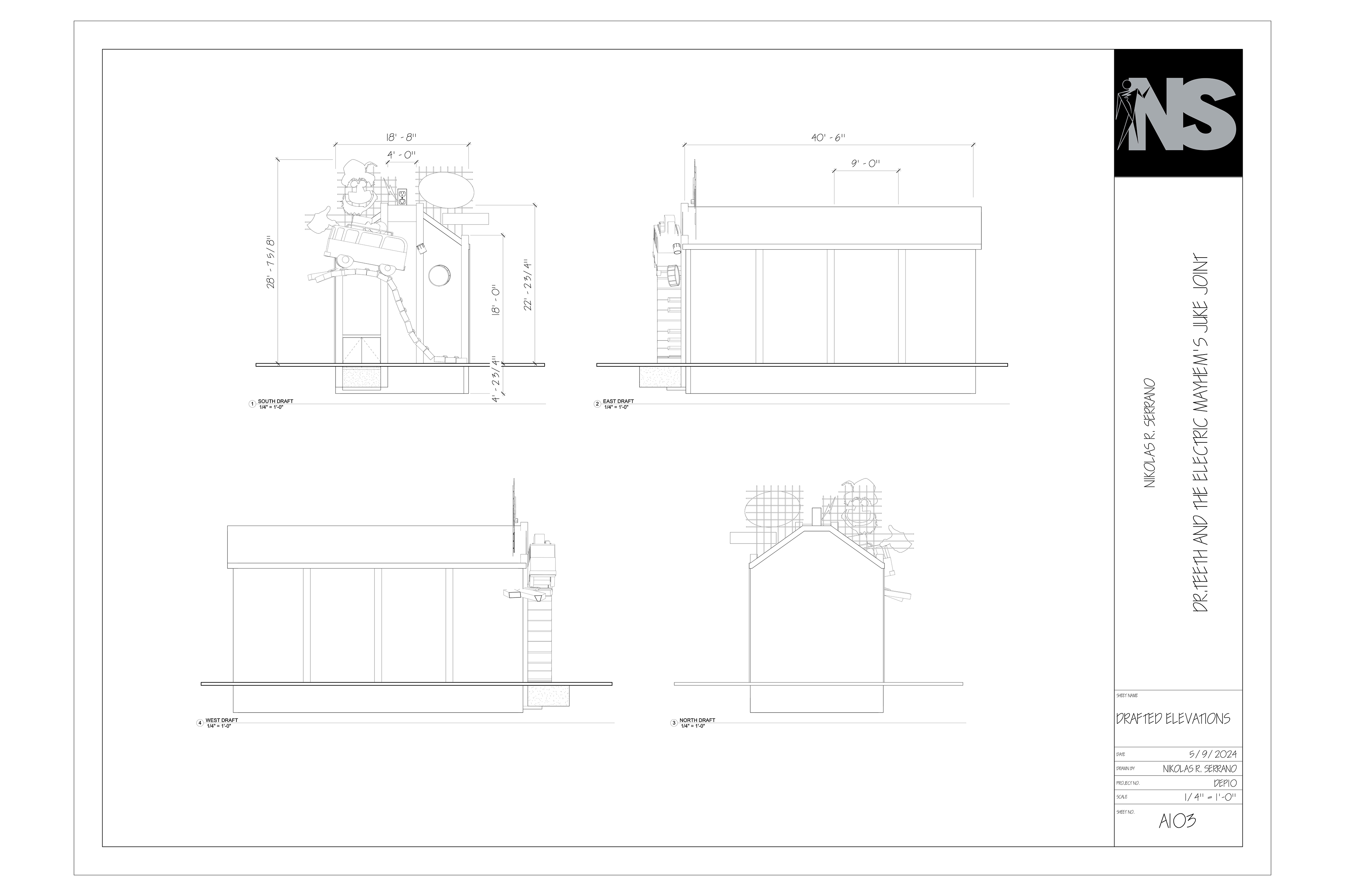 Elevations: drafted in Revit